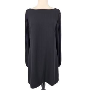 White House Black Market Sheer Pleated Chiffon Sleeve Crepe Sheath Dress